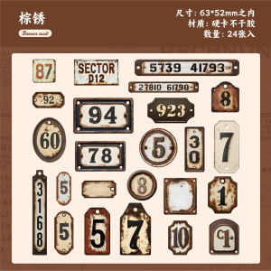 24 Pcs Retro Alphabet Number & Symbol Label Stickers Sticker Pack Scrapbooking Diary Vintage Decoration Junk Journal Stickers