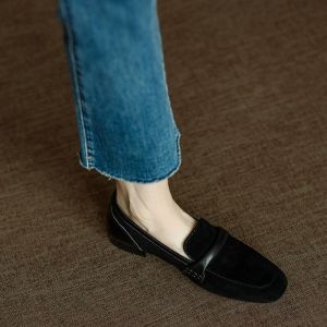 รองเท้าหนังแท้ทำมือสวมใส่สบาย รองเท้าผู้หญิงฤดูใบไม้ผลิและฤดูใบไม้ร่วง รองเท้าสวมแบบสวมสบาย ส้นแบน รองเท้าพื้นแบนแบบสวมสบายสำหรับคนขี้เกียจ