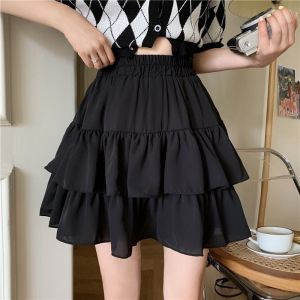 Váy Chữ a Cạp Cao Kiểu Bánh Sinh Nhật Cho Nữ Mùa Hè 2024 Váy Ngắn Xếp Ly Viền Mới Cho Phụ Nữ Nhỏ Nhắn