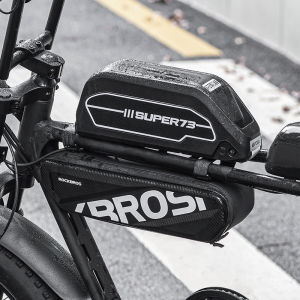 ROCKBROS Electric Bicycle Beam Storage Bags 4.5L Large Capacity Waterproof Motorcycle Storage Front bags Reflective Logo Double Zipper Design Motorbike Saddlebag Outdoor Sports Accessories