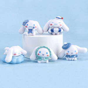 5Pcs/set Cartoon Cinnamoroll Figurine Swimming Ring Kawai Pet Dog Model Doll Cake Topper Decoration Girls Toy Gift