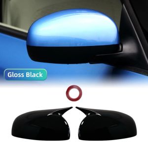 For Skoda Fabia 2008-2014 ABS Rearview Side Mirror Cover Wing Cap Trim Carbon fiber glossy black style