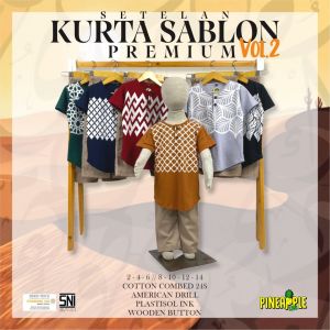 Set Kurta Sablon Premium Vol 2 - Baju Koko Anak 2-12 Tahun Pineapple