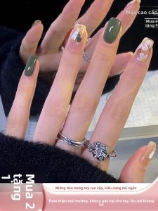 MONLEYTA | Nhựa giả móng tay thời trang mùa hè 2025 mới ngắn trung bình dài cảm giác cao cấp màu băng trong suốt kiểu Pháp