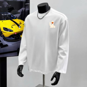 Áo Thun Nam Cổ Tròn Tay Dài Cotton Nguyên Chất Cỡ Lớn Phong Cách Đường Phố Mùa Xuân Thu Áo Thun Nam Thường Ngày Thoáng Khí