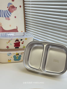 Insulated Stainless Steel 304 Lunch Box with Dividers Microwave Safe Heating Portable Bento Box for Primary School Students