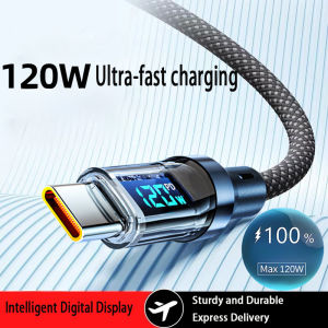 USB to Type C or Type-C to Type-C Cable Phone Super Fast Charging Cable Data Cord With LED Display For Huawei Oppo Vivo