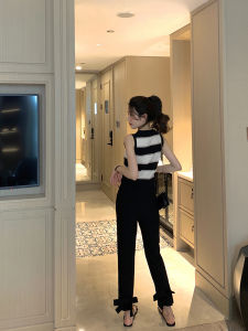 กางเกงขายาวทรงหลวมเอวสูงสีดำสำหรับผู้หญิง ทรงเข้ารูป ทรงสลิมฟิต ทรงตรง ทรงเก้าส่วน ทรงเข้ารูป กางเกงขายาวลำลอง