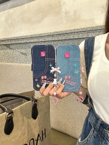 HK Style Embroidered Flip Cover Silicone Phone Case for  17Promax 13 Womens 16Pro New Model 12 Protective Case 11 Anti-Fall 14 Soft Shell 15Pro