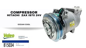 คอมเพรสเซอร์ ฮิตาชิ 24V พูเล่ 1 ร่องบี แท้ COM0212 VALEO 815034 COMPRESSOR HITACHI ZAX IS70  KENKI CRANE PZ-X 4 ขา คอมแอร์รถยนต์ วาลีโอ