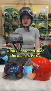 Kính Bubble gắn nón bảo hiểm 3/4 cao cấphàng chính hãng