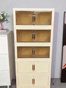 KUKI 50-70cm Foldable Storage Cabinet Organizer With Silent Wheels Collapsible Plastic Storage Box for Home