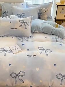 Warm Winter Weight Thick Milk Velvet 4 Piece Bedding Set