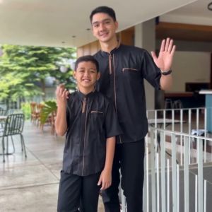 Baju Koko Coupel Ayah Dan Anak Laki Laki Lengan Pendek Koko Motif Bima Basiq Toyobo Import Premium