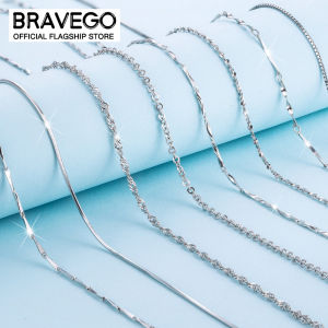 Bravego 925 Sterling Silver Necklace Chain Women Fashion Thin Chain Necklace Jewelry Accessories
