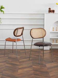 Nordic Style Solid Wood Wicker Back Chair Modern Simple Restaurant Bench Home Use Casual Vintage Chair for Adult in Dining Room