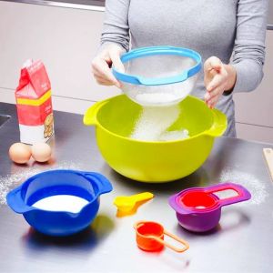 ตะกร้าล้างผัก ผลไม้อเนก ตะกร้ากรองเศษ รูระบายน้ำ ตะกร้าระบายน้ำตวงช้อนตวงพลาสติกตะแกรงแป้ง ใช้สำหรับล้างผัก ซาวข้าวสาร