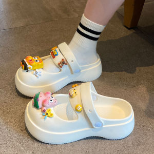 Mary Jane Hole Shoes Summer New Outdoor Poop Feeling Beach Pump Student Eva Non Slip Sandals Women