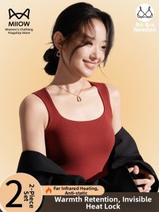 MiiOW | Red Warm Underwear Autumn Winter Square Neck Strapless Camisole with Built-in Padded Bra