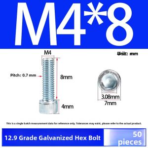 12.9 Grade Hex Socket Cap Screw Galvanized Alloy Steel M3 M4 M5 M6 M8 M10 M12 Cup Head Bolt Torque Screw Fastener Hardware
