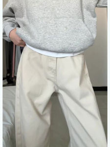 Quần Jeans Denim Ống Rộng Cạp Cao Màu Be Đen Phong Cách Mỹ Cho Nữ Quần Dài Dài Đến Sàn Thường Ngày Không Có Nút Cài