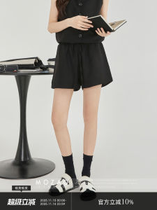 Mozaic High Waist Loose Straight Black Shorts Womens Summer New Small Size Thin Wide Leg Pants Casual Comfortable Trousers