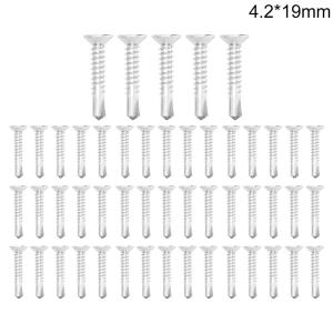 50Pcs M4.2 Stainless Steel Self-tapping Screw Large Round Flat Head Self Drilling Screw Fastener For Wood Sheet Metal Repair