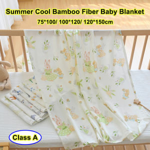 New Summer Cool Baby Blanket Thin Bamboo Fiber Small Quilt Cartoon Printed Boys Girls Sleeping Cover