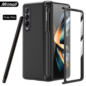 Miimall Compatible for Z Fold 4 Case with S Pen Galaxy Z Fold 4 Screen Protector Case with Hinge Protection Pen Holder Anti-Scratch Shockproof Screen Protector Cover Case for Samsung Galaxy Z Fold 4 5G Cover Case