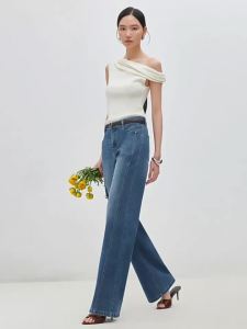 Vero Moda | Detachable Belt Gradient Wash Straight Jeans