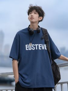 American Retro Letter Print Short Sleeve T-Shirt Men Summer Trendy Loose Casual Teenage Versatile Half Sleeve Body T-shirt