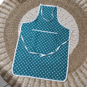 Celemek / apron masak dewasa motif polkadot bahan katun 75x50 cm ada saku celemek motif alat masak