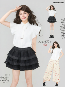 Keiko | Áo Blouse Nữ Phong Cách Pháp Tay Voan Elegance Trắng