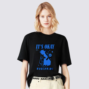 Black Letter Print Short Sleeve T-Shirt Womens Casual Loose Top MeetMetro Summer New Style Cotton round Neck Casual Wear