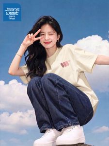 Jeanswest | Áo Thun Tay Ngắn Cổ Vuông Form Rộng Tôn Dáng Mùa Hè 100% Cotton