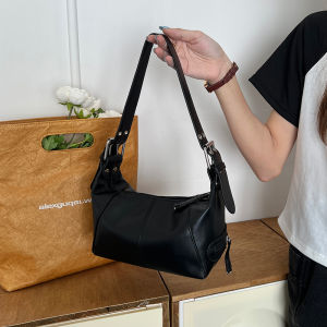Cool Girl Leather Zipper Underarm Bag Trendy Design Handbag Retro Style Single Shoulder Bag for Casual Occasions Durable Soft PU