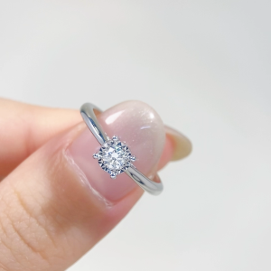 LAZO DIAMOND Four Prong Miracle Diamond Ring in 9k White Gold