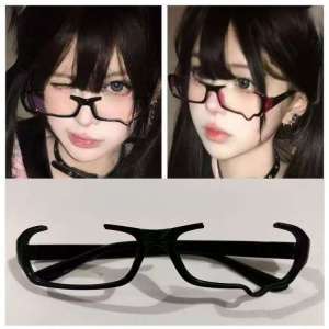 Fashion Y2K New Anime Crying Dripping Tears Glasses Rimless Black Eyeglass Retro Kawaii Fashion Festival Cosplay Accessories