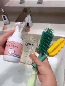 Sikat Botol Silikon Set 3in1 Dot Susu Bayi Premium Bottle Brush Food Grade Silikon Sikat Pembersih Dot Empeng Sedotan
