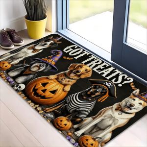 VIKAMA Halloween Phù Thủy Mũ Cướp Biển Chó Thảm Chùi Chân Chống Trơn Trượt Ngoài Trời Sàn Bí Ngô Thiết Kế Đầu Lâu Phong Cách Hiện Đại Trang Trí Ngày Lễ