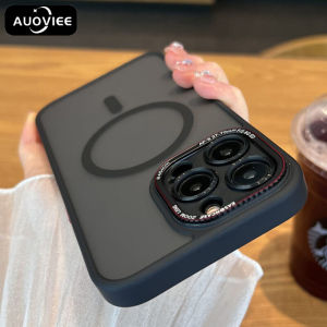 AUOVIEE For iPhone 14 15 Pro Max Case Magnetic Frosted Translucent PC Case For iPhone 13 12 15 Pro Max 14 Plus Soft Silicone Bumper Shockproof Cover