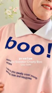 Sweater Kerah Oversize Crop Top Wanita Boo | Crewneck Crop Oversize Wanita Korean Style | Crop Wanita