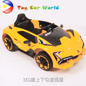 Lambo-Style Rechargeable Electric Ride-On Car for Kids | Remote Control Scissor Doors Leather Seat | LED Lights Soft Wheels & Music | Ages 1-8 (Safe & Fun)