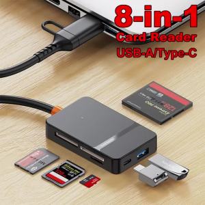 Kebidumei | Kebidumei USB C 8-in-1 Card Reader Multi-functional Card Reader Support SD/TF/CF/MS Card Read 5Gbps Write Read U Disk Flash Card