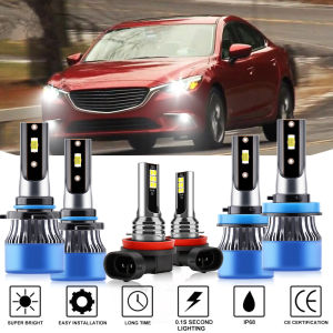 Roadsun 4/6PCS LED Headlight High Low Beam Luces Fog Light Bulbs Combo Kit Auto Car Replacement For Mazda 6 2014 2015 2016 2017