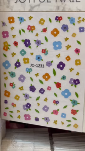 สติกเกอร์ติดเล็บ 3D Nail Sticker สติกเกอร์ ลายดอกไม้ ผลไม้ สายรุ้ง การ์ตูน (รหัส JO ) สินค้าพร้อมส่ง
