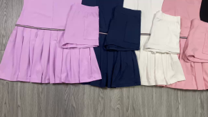 Váy tennis pickleball cổ polo ngắn tay thể thao nữ kèm quần bảo hộ chất liệu thun poly co giãn thoáng khí BINSPORTS V003