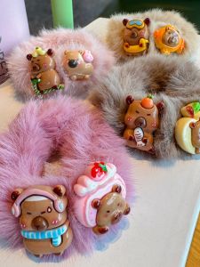 ยางรัดผมสัตว์การ์ตูนขนแกะสไตล์เกาหลีใหม่ 4 ชิ้น ยางรัดผมขนแกะสีสันสดใสสำหรับเด็กผู้หญิง ยางรัดผมทรงกลม