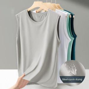 Vupan Ice Silk Mesh Vest Undershirt Loose Size Casual Sports Tank Top for Mens Shirt Trendy Breathable Sleeveless Quick Drying Vests Top