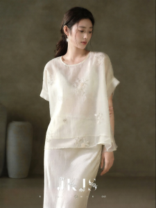 JK＆JS | Lace Embroidered Loose Fit Shirt for Women